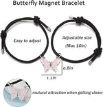 El Regalo 2PCs BFF Magnetic Butterfly Bracelets Set for Kids/Girls- Best Friends Butterfly Bracelets for Besties/Best Friends (Pink Butterfly)