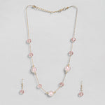 El Regalo 2PCs Crystals Beads Necklace & Earrings Jewelry Set for Kids/Girls & Teens - Shimmering/Matt Crystal Beads Fancy Jewelry Set (Pink Crystals)