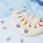 El Regalo 6 Pairs Cute Preppy Small Huggie Hoop Fun Charms Dangle Drop Earrings Combo for Girls- Flowers, Strawberry, Bee, Butterfly & Rainbow- Gift for Girls