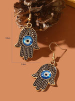 El Regalo Evil Eye Hamsa Hand Hook Earrings in Antique Golden Finish- Vintage Evil Eye Jewelry for Girls