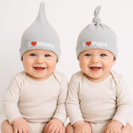 El Regalo 2 PCs I Love Papa/I Love Mama Soft Beanie Knot Unisex Caps for Babies Girls/Boys - Autumn- Spring Newborn Cozy Hat Knot Infant Hat (Grey Mama-Papa)