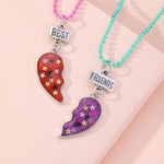 El Regalo Unisex 2 Pcs BFF Best Friend Split Matching Heart Pendant Necklaces Set- Colorful Chain Glitter Stars Heart Pendant Friendship Necklaces Set (Stars Hearts)