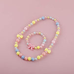 El Regalo Girls' Necklace & Bracelet Jewelry Set For Kids & Baby Girls | Safe & Soft for Skin (Bow Beads)