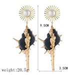 El Regalo Big & Bold Bohemian Pearl Shell Statement Earrings- Pearl Conch Shaped Beach Earrings, Lightweight & Exquisite (Black)