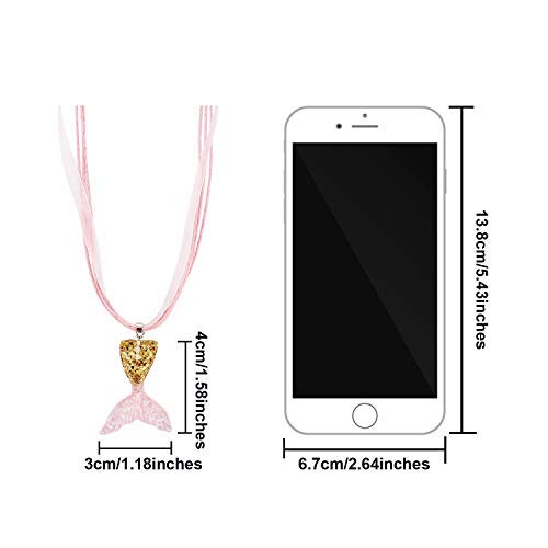El Regalo 2Pcs Mermaid Fish Tail Necklaces Set- Mermaid Fishtail Necklace Gorgeous Pendant Necklace for Mermaid Birthday Supplies Girl's Party Ocean Theme Party Supplies (Color Option- 2)
