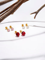 El Regalo 3 Pairs Cute Stainless Steel CZ Stud Earrings Combo for Kids/Girls/Teens/Women - Stars, Heart, Flower, Butterfly, Disco Ball, Stones - Hypoallergenic Flatback Earrings (Style-12)