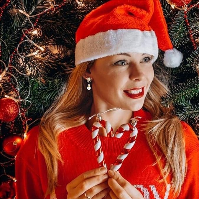 El Regalo 1Pair Cute Christmas Earrings- Xmas Tree, Wreath, Elk, Snowman, Santa Cap, Jingle Bell Earrings (Xmas Snowflake)