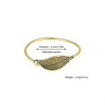 El Regalo Vintage Brass Leaf Bracelet for Women- Ethnic Style Leaf Pattern Open Cuff Bracelet