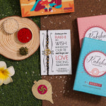 El Regalo Auspicious OM Rakhi Brother- Designer Hand Braided OM Bracelet Rakhi with Roli Chawal Shagun, Message Card in Rakhi Gift Box (Coffee Brown)