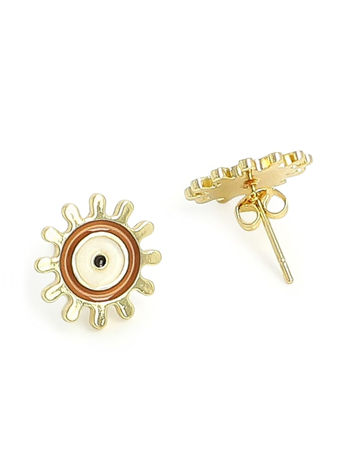 El Regalo 2 Pairs Evil Eye Enameled Post Back Stud Earrings for Girls & Women- Cute & Colorful Turkish Lucky Evil Eye Studs (Evil Eye Studs Option-4)