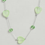 El Regalo 2PCs Crystals Beads Necklace & Earrings Jewelry Set for Kids/Girls & Teens - Shimmering/Matt Crystal Beads Fancy Jewelry Set (Light Green Heart)