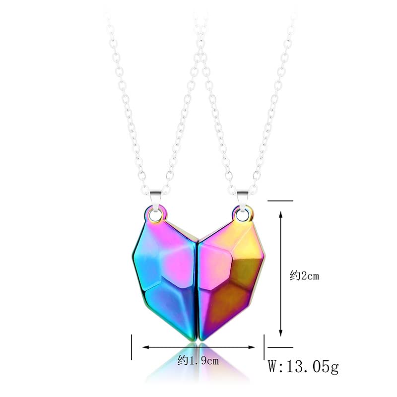 El Regalo 2 Pcs Magnetic Heart Couples Jewelry- 2 Pcs Glossy Heart Necklaces For Best Friends/Besties/Couples For Unisex Adult