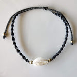 El Regalo 1 PC Bohemian Cowrie Beads Shell Adjustable Bracelets cum Anklets for Girls & Women | Macram Jewelry (Gray)