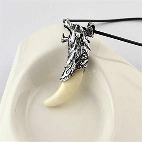 El Regalo Men's Retro Stainless Steel Bruce Lee Style Wolf Pendant Necklace | Men Jewelry | Men Pendant Necklace (Off White)