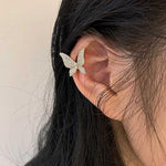 El Regalo 1PC CZ Crystal Butterfly Ear Cuff for Non-Pierced Ears - Gold Butterfly Wing Cartilage Clip-On Earring - Rhinestone Statement Butterfly Cuff Wrap Earrings for Women & Girls