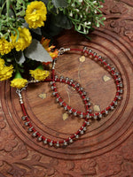 El Regalo 1 Pair German Silver Anklets Set- Evil Eye Red Beads/Ghungroo Anklets Set for Women & Girls (Ghunroo Red Beads Anklet)