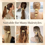 El Regalo 3PCS Gold Hair Ties, Metal Hair Ties for Thick Hair, Elegant Durable Geometric Design, Gold Hair Accessories Stretchy and Non-Damage Ponytail Cuff Holders, 3 Styles in Box
