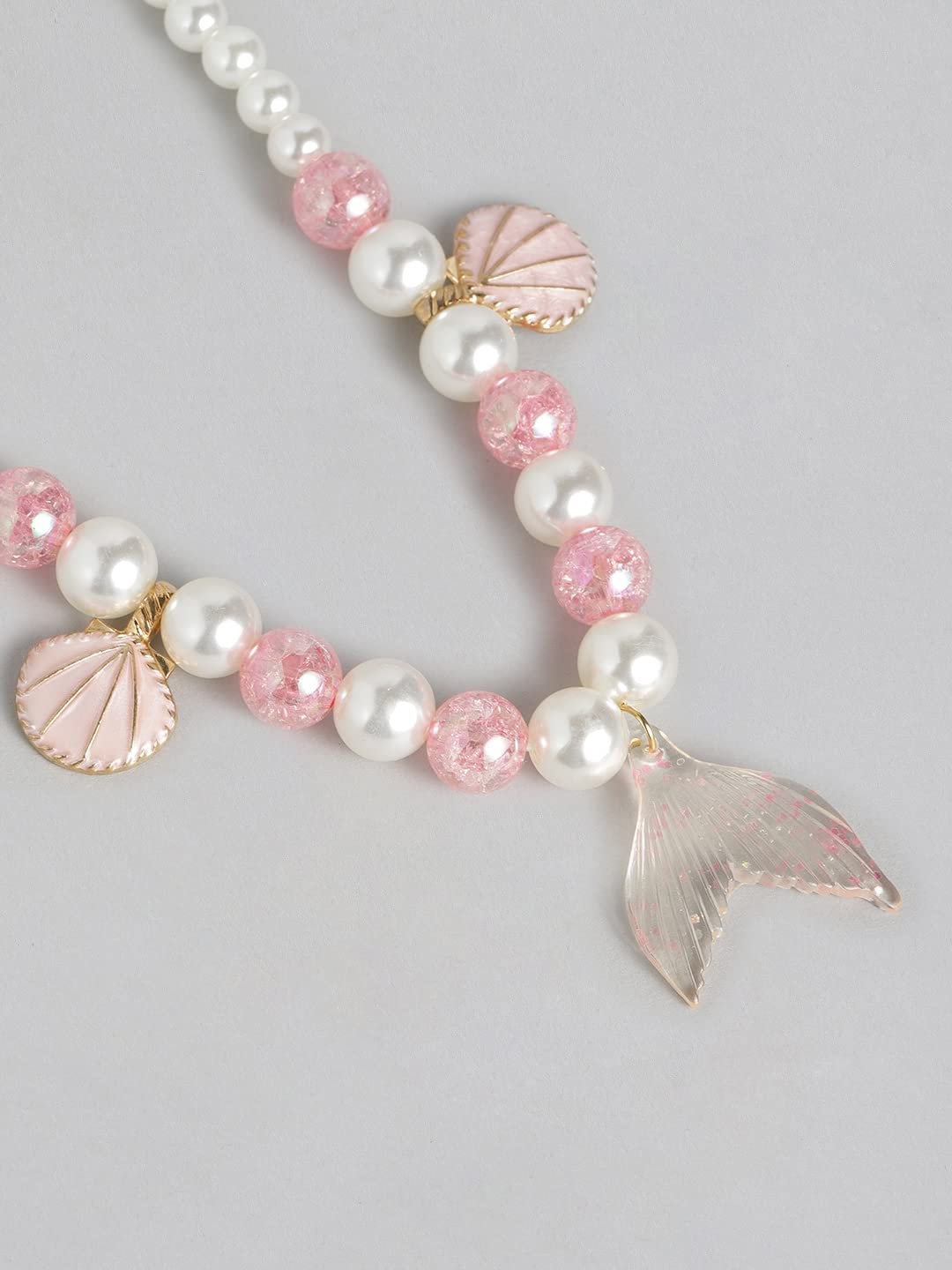 El Regalo 2PC Girls Mermaid Princess Necklace & Bracelet Set Costume Jewelry (Pink Mermaid Jewelry)