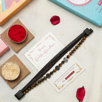 El Regalo 1 PC Designer Tiger Eye Stones with Antique Tree of Life Charms Bracelet Rakhi for Brother/Bhai- Rakhi with Roli-Chawal Shagun, Message Card in Rakhi Gift Box