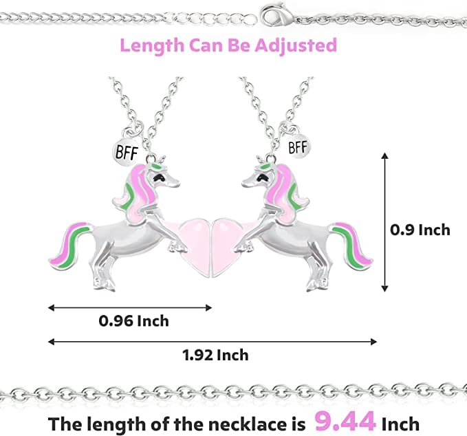 El Regalo Best Friend Forever 2Pcs-Split Magnetic Matching Bff Pendant Necklaces Set- Unicorns, Whales, Koalas Pendant Friendship Necklaces For Girls (Unicorns Bff Necklace)