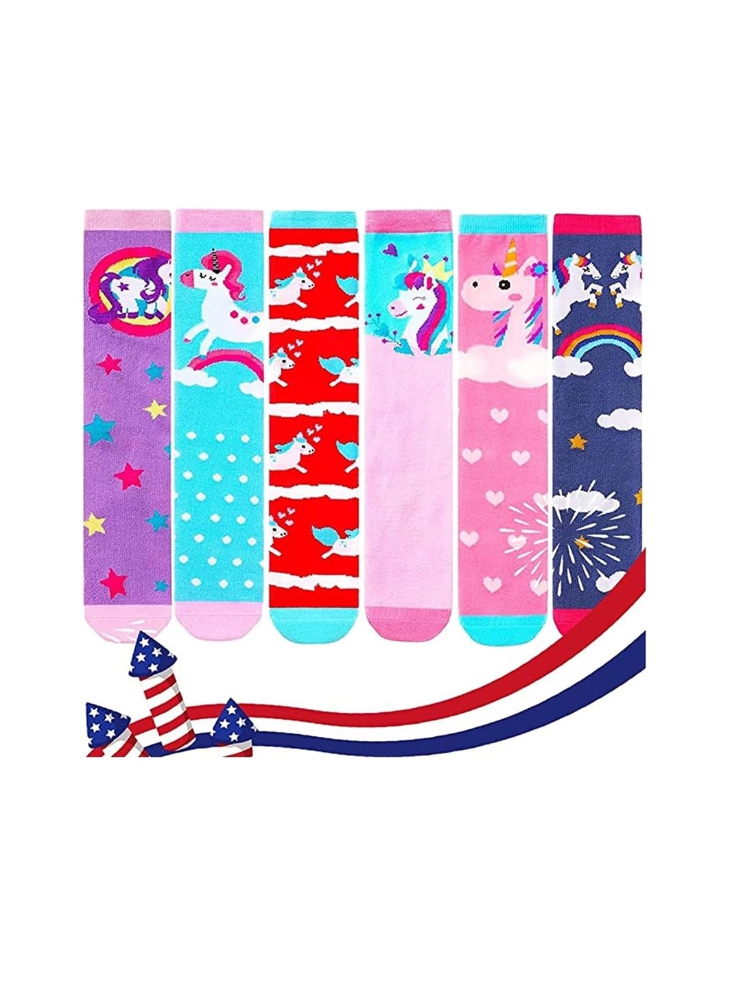 EL REGALO Girls Pack Of 6 Patterned Knee-Length Socks