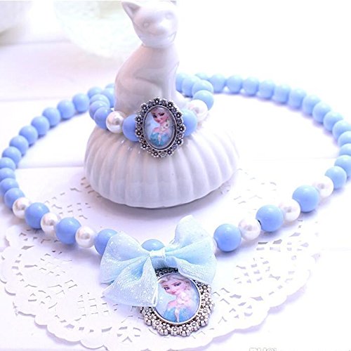 El Regalo Blue, White Princess Beads Necklace & Bracelet Jewelry Set for Girls