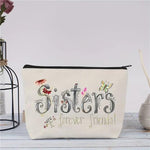 El Regalo 1PC 'I Love You Sister' OR Sisters Forever Friends Printed Makeup Pouch, Portable Travel Toiletry Bag, Multipurpose Zippered Organizer Bag (Sisters Forever Friends)