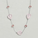 El Regalo 2PCs Crystals Beads Necklace & Earrings Jewelry Set for Kids/Girls & Teens - Shimmering/Matt Crystal Beads Fancy Jewelry Set (Pink Hearts)