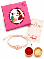 El Regalo Evil Eye Bracelet Rakhi for Brother with Roli Chawal in Gift Box (Pink)