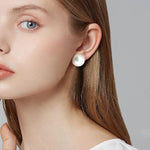 El Regalo White Large Pearl Clip on Earrings for Non Pierced Ears- 18k Gold Plated Non Piercing Cuff Fashion Earrings
