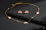 El Regalo Stainless Steel Flower Earrings & Necklace Jewelry Set for Girls & Women- Anti Tarnish/Waterproof Floral Jewelry