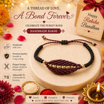 El Regalo Rakhi for Brother- Handwoven Vintage Macrame Bracelet Rakhi with shagun, Rakhi Card in Rakhi Gift Box
