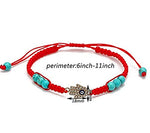 El Regalo Lucky Kabbalah Blue Turkish Evil Eye Red Macrame Thread Rakhi for Your Brother's Protection from Buri Nazar (Hamsa Turquoise Evil Eye)