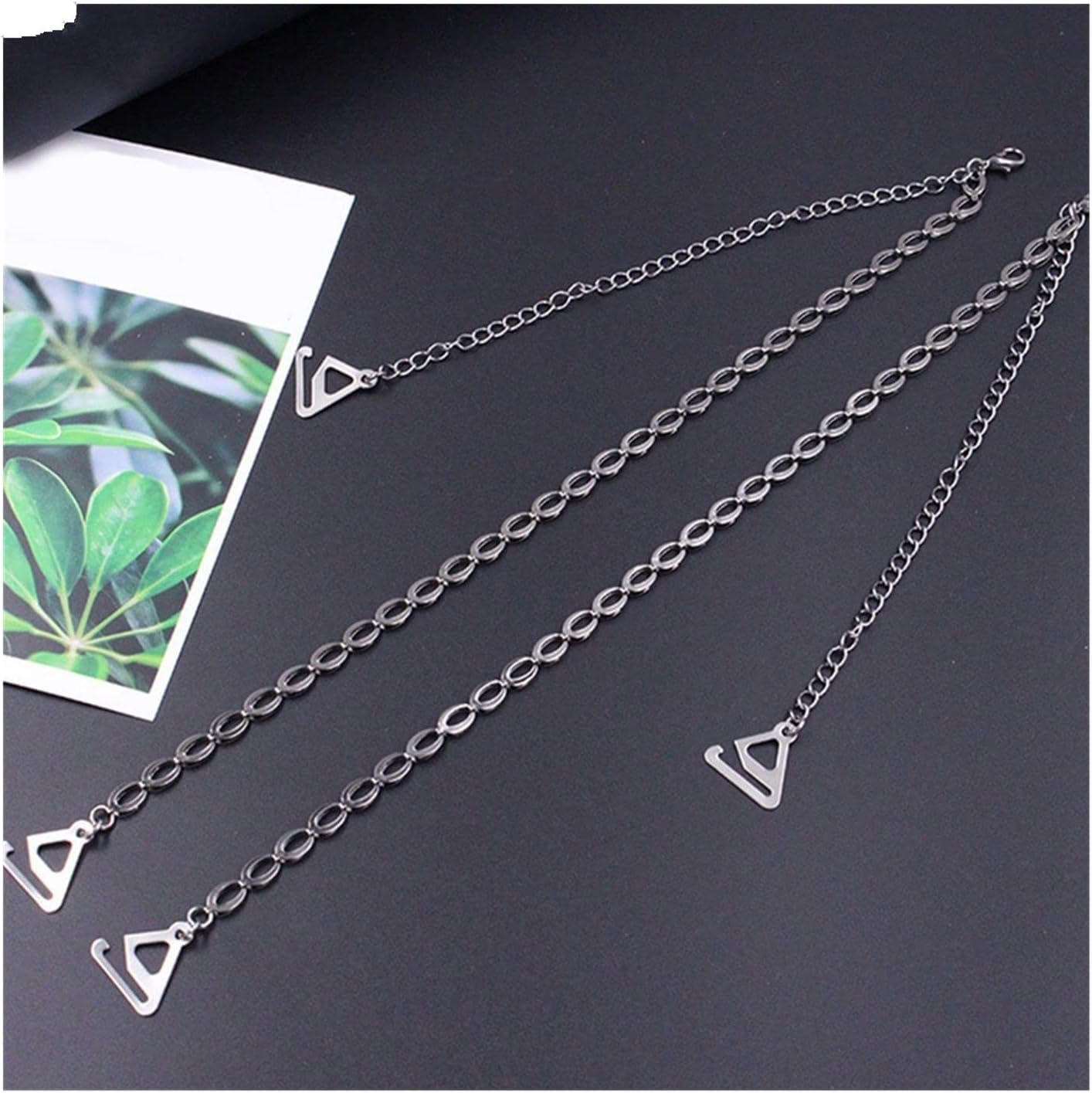El Regalo 1 Pair Fancy Designer Chain Bra Straps for Off Shoulder Dresses or Wedding/Evening Gowns- Fancy Lingerie Straps Accessories (Gun Black)