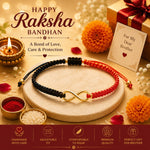 El Regalo 1PC Minimalist Infinity Rakhi for Brother- Simple Infinity Rakhi with Roli Chawal, Rakhi Message Card in Rakhi Gift box for Brother (Red & Black Shade)