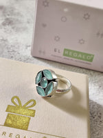El Regalo 1 PC Finger Ring for Girls & Women- Vintage Silver Plated Stones Studded Adjustable Finger Rings (Sea Green)