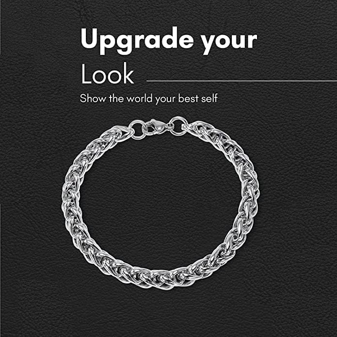 El Regalo 1 PC Stainless Steel Cuban Chain Bracelets Rakhi for Brother 1 PC Chain Bracelet Rakhi with shagun, Rakhi Message Card in Rakhi Gift Box for Bhai/Bhaiya/Bhatija (Option-6)