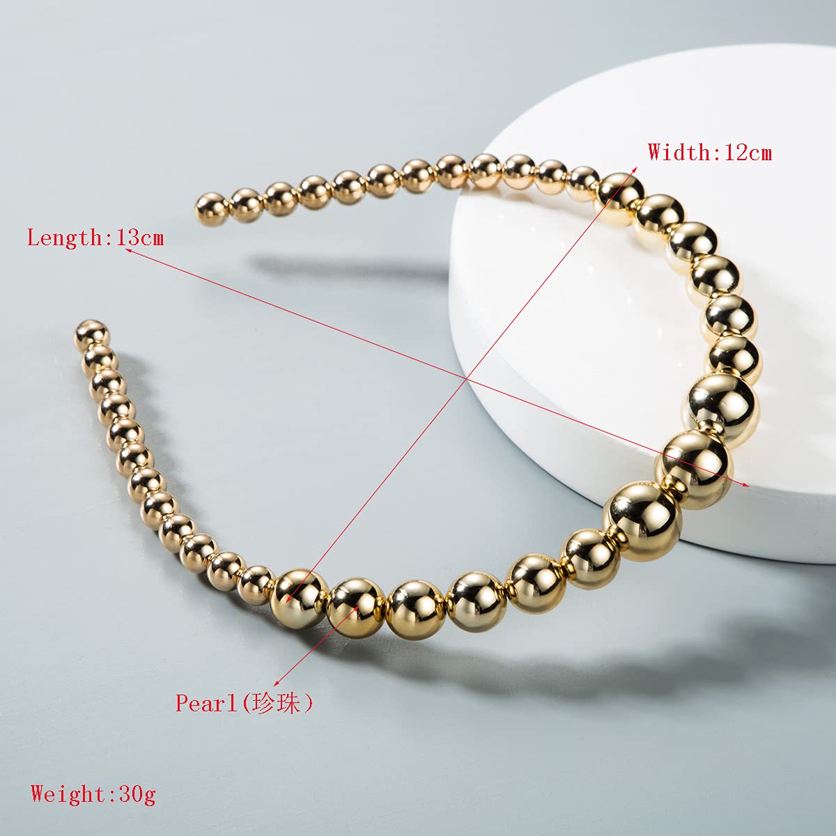 El Regalo Pearl Beads Decoration Hair Band Plastic Headband for Kids, Girls and Women (Metallic Golden Pearls Hairband)
