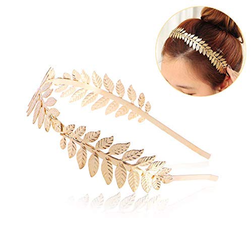 El Regalo's Golden Three Leaf Vintage Crown Style Trendy & Elegant Metal Hairband/Hair accessories for Girls & Women (Leaves Bunch- Golden)