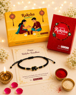 El Regalo 1PC Elephant Evil Eye Rakhi for Brother with & Message Card in Gift Box (Black Elephant Black Rakhi)