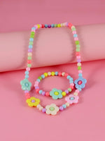 El Regalo 3Pairs Kids Necklace & Bracelet Jewelry Set Combo- Kids Colorful Jewelry Sets | Princess Colorful Acrylic Beads Stretch Necklace Bracelet Set for Kids Baby Toddler Girls (Set Option-1)