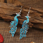 El Regalo Vintage Ethnic Peacock Earrings for Women- Elegant Oil Drop Rhinestone Dangle Earring Party Jewelry (Blue)