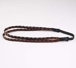El Regalo Women Double Strands/Layered Twist Glossy Braided Hair Wig Simulated Hair Elastic Forehead Hairband (Brown)