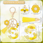 El Regalo Personalized Name Initials Natural Flowers & Bee Charm Keychain - Custom Letter Keyring with Daisy Flower & Honey Bee Pendant, Purse, Bag, Backpack Accessory (Letter S)