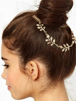 El Regalo Fancy Gold Tassel Floral Leaf Hair Jewelry | Head Chain with Clips for Girls & Women