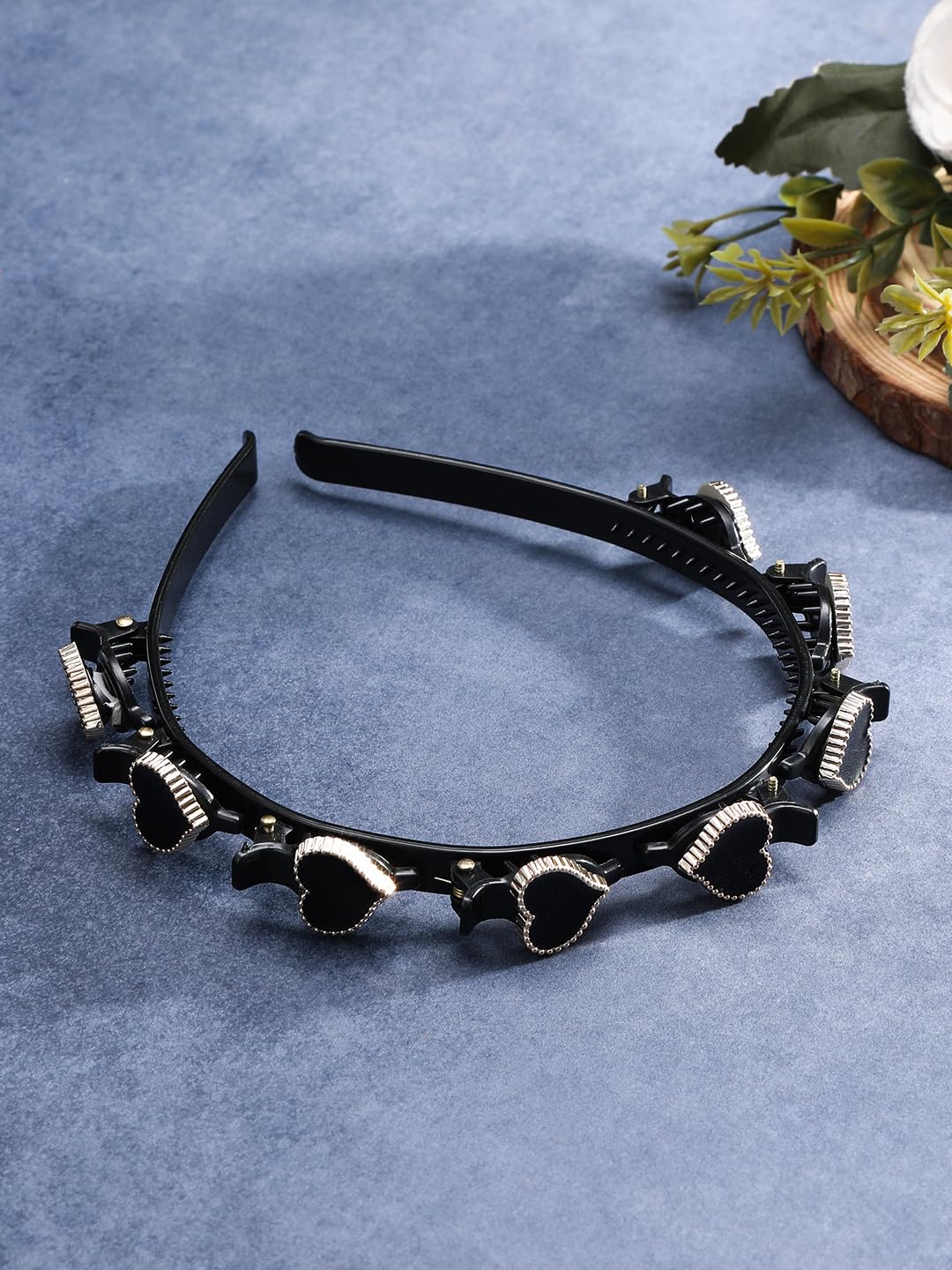 El Regalo 1PC Hair Hoop Clips Hair Comb Hairband Headband - Butterfly, Heart Hairbands-Sturdy DIY Women Braids Headwear for Girls & Women (Black Heart)
