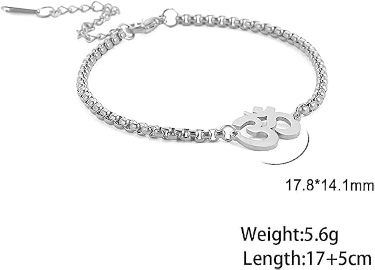 El Regalo 1 PC Stainless Steel OM/Aum Spritual Chain Bracelets for Boys/Men- Anti Tarnish/No Rust Spritual Meditaion Jewelry (Silver OM Bracelet)