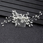 El Regalo Bridal Hair Side Comb For Women- Wedding Girls Hair Clip Leaves Pearl Rhinestone Crystal Spray Flower Hair Floral Vintage Hair Barrette Bridesmaids Headpiece
