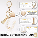 El Regalo Name Initials Letter Heart Charm Keychain - Personalized Resin Initial Keyring with Tassel, Cute & Durable Backpack Charm for Women & Girls (U Letter)