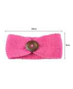 El Regalo Baby Woolen Knitting Infant Button Headbands Turban Head Wrap Knotted Hair Band for Girls & Boys (Pink)